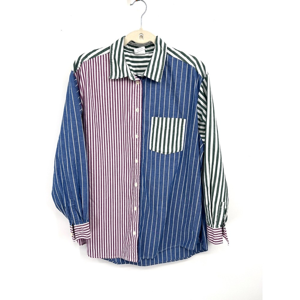 GAP The Big Shirt multicolor stripe patchwork style shirt preppy retro 90s y2k L